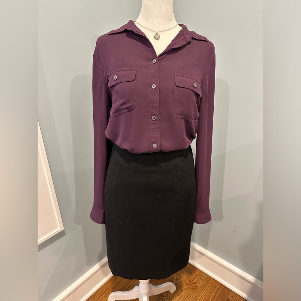 LOFT semi-sheer 3/4 or long sleeve blouse